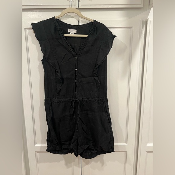 Velvet by Graham and Spencer black linen romper. - Picture 1 of 3